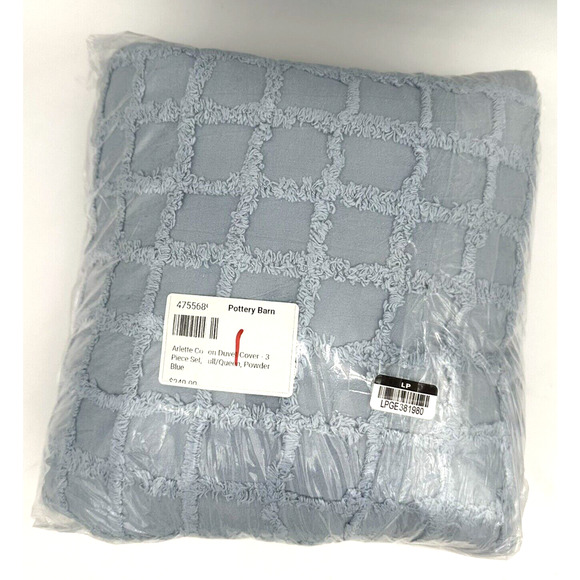 Pottery Barn queen duvet cover and shams in sky blue - Picture 3 of 8